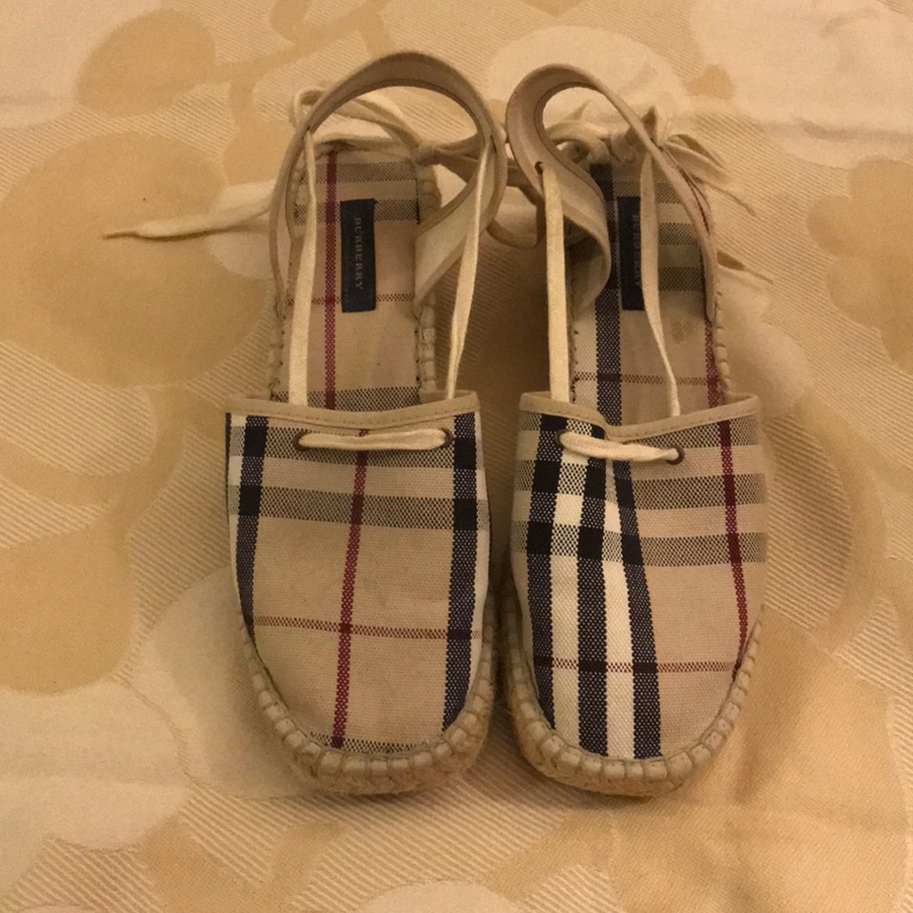 Burberry Tie Up Wedge Platform Espadrilles